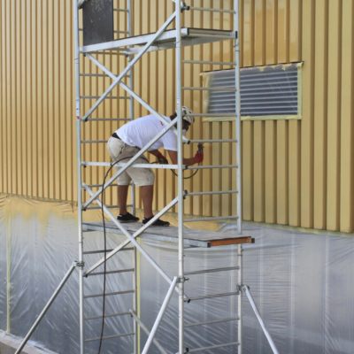 Anstrich der Fassade und des Daches der Halle