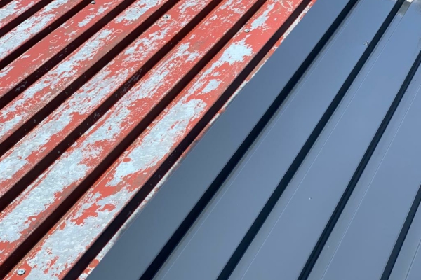 malowanie blachy trapezowej na dachu domu jednorodzinnego w Warszawie farbą Royal Vorarlberg dach lackierung und reinigung