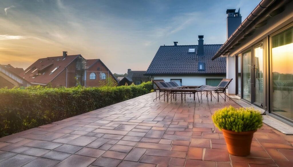 Beispiel für eine Keramikverkleidung auf einer Terrasse
